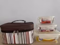 玻璃保鲜饭盒带手提袋