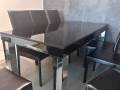 品牌餐桌 轻奢设计师款 不锈钢+钢化玻璃
